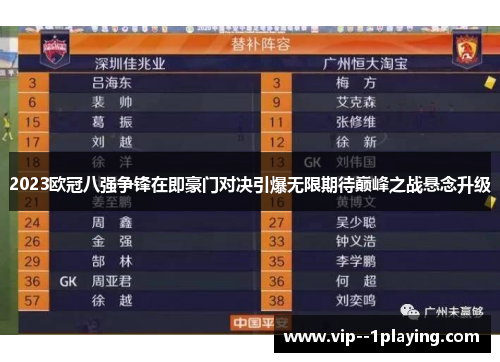 2023欧冠八强争锋在即豪门对决引爆无限期待巅峰之战悬念升级
