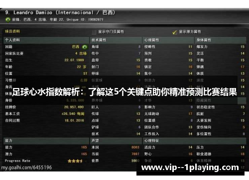 足球心水指数解析:了解这5个关键点助你精准预测比赛结果 足球心水指数解析:了解这5个关键点助你精准预测比赛结果